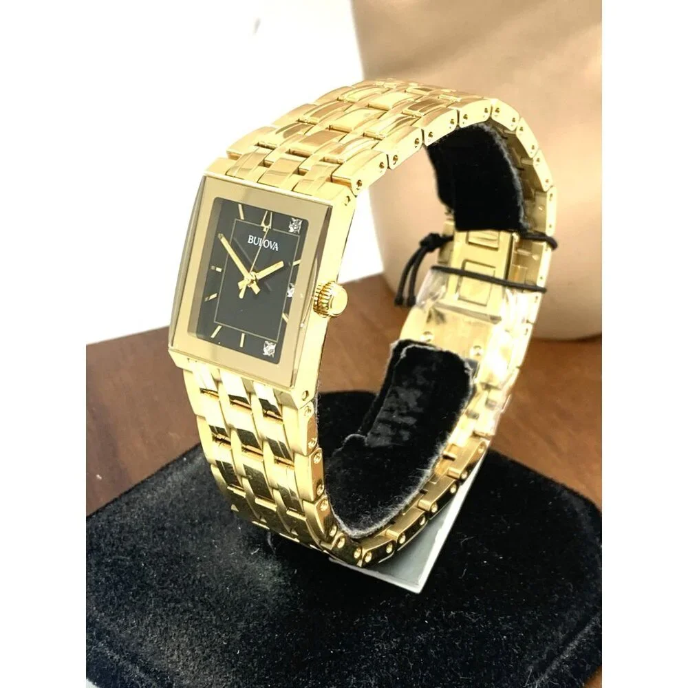 Bulova Women's Watch 97P167 Quadra Marc Anthony Quartz Diamond Gold Steel Tank